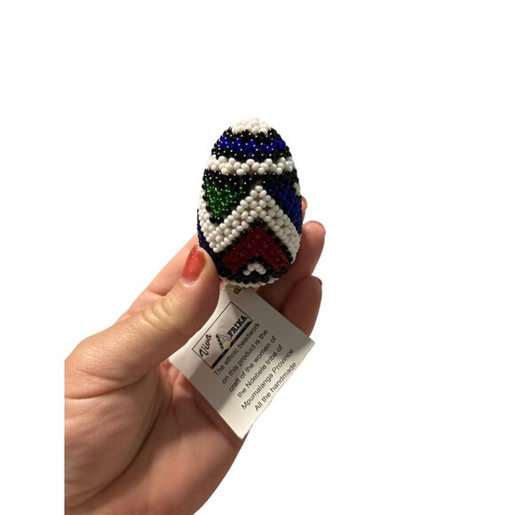 Handmade Ndebele Beaded Egg Ornament Esther South Africa Mpumalanga Viva Afrika - Picture 4 of 5